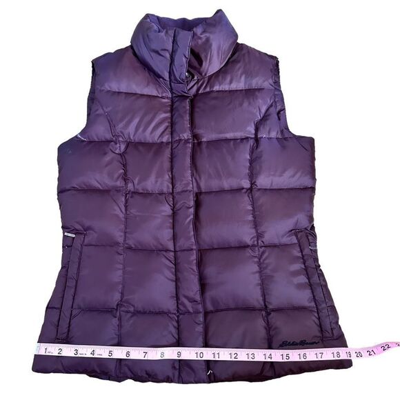 Eddie Bauer ~ Plum Goose Down Puffer Vest ~ Size Small ~ interior zipped pocket - Picture 11 of 13